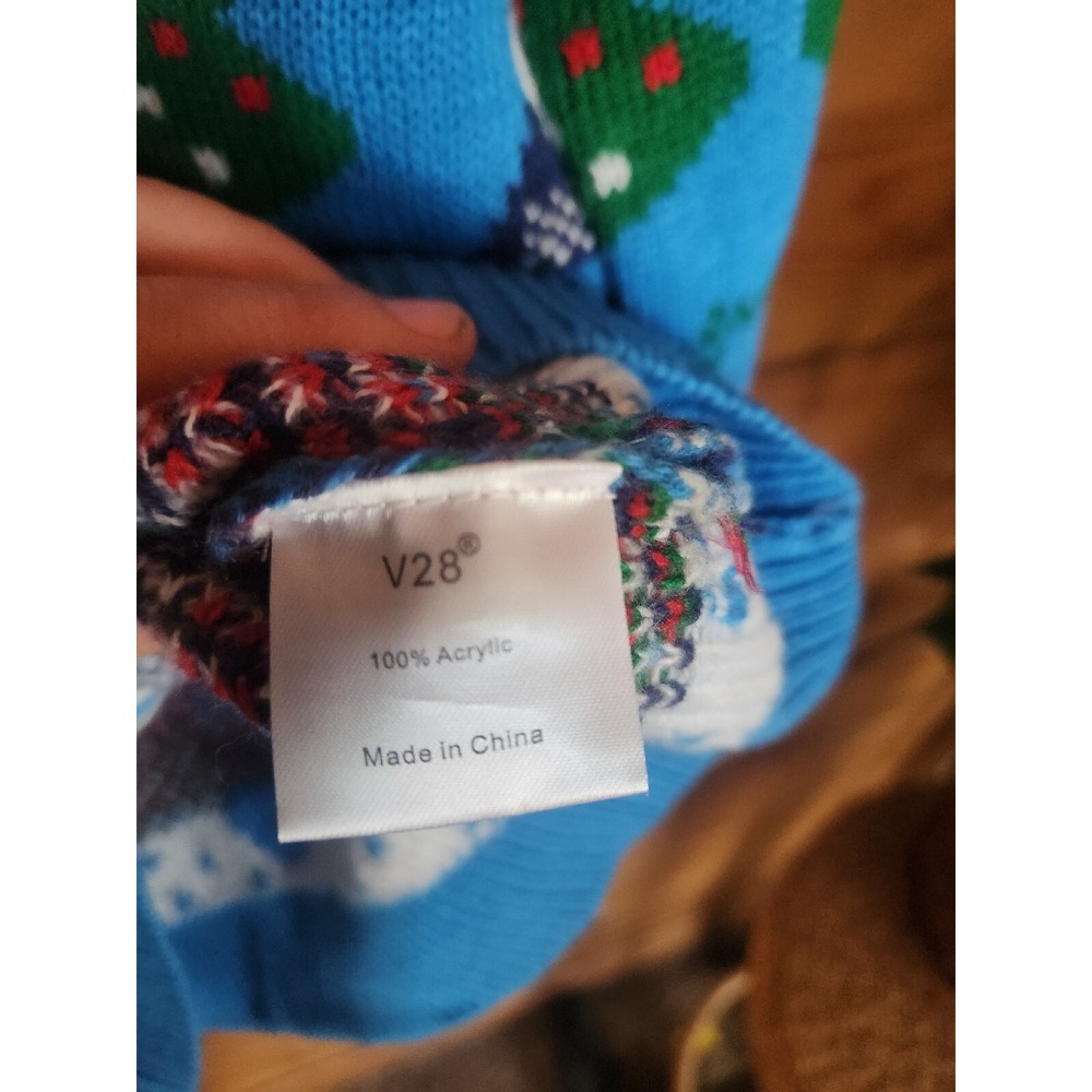 New Ugly Christmas Holiday Reindeer Snowman Let it Snow Sweater Blue Medium V28 - Picture 5 of 5
